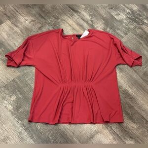 Ann Taylor Factory Red Ruched Top
